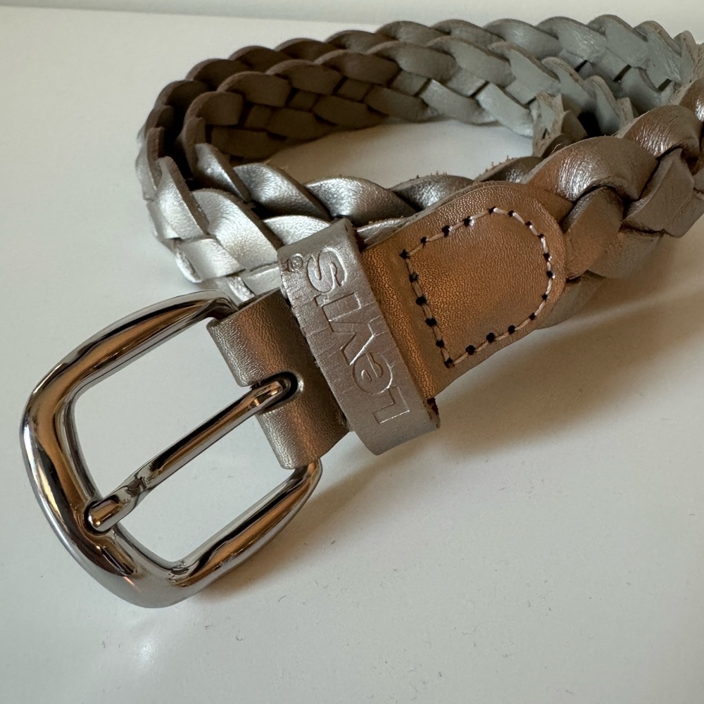 Levi's Silver Braided Leather Belt - Picture 2 of 3
